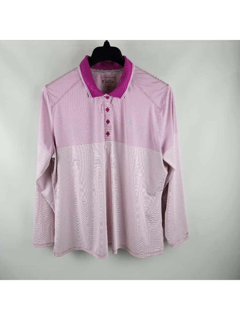 Coolibar Shirt Mens XXL Multi Pink Striped UPF 50 Golf L/S Polo
